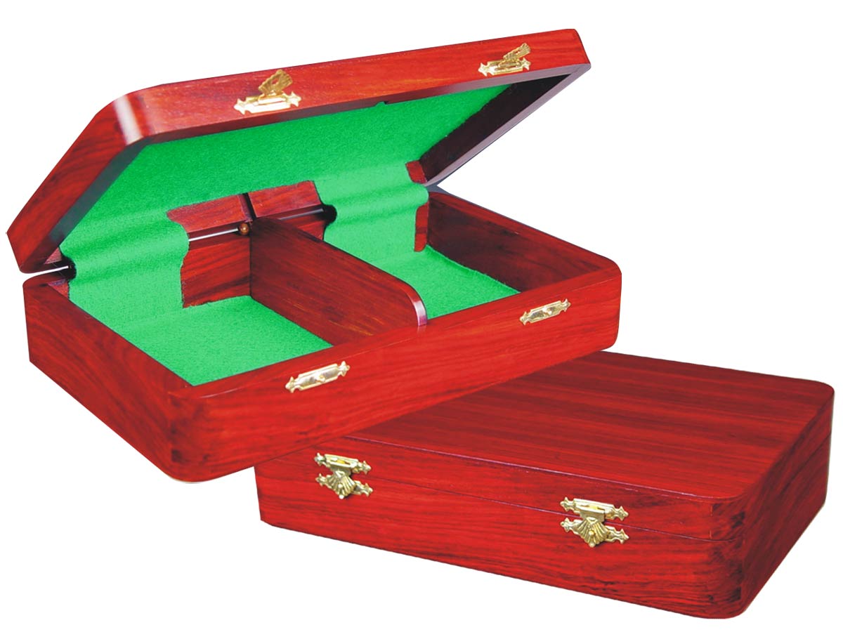 Wooden Chess Pieces Storage Box for King Size 4" to 4-1/2" Mahogany Colored