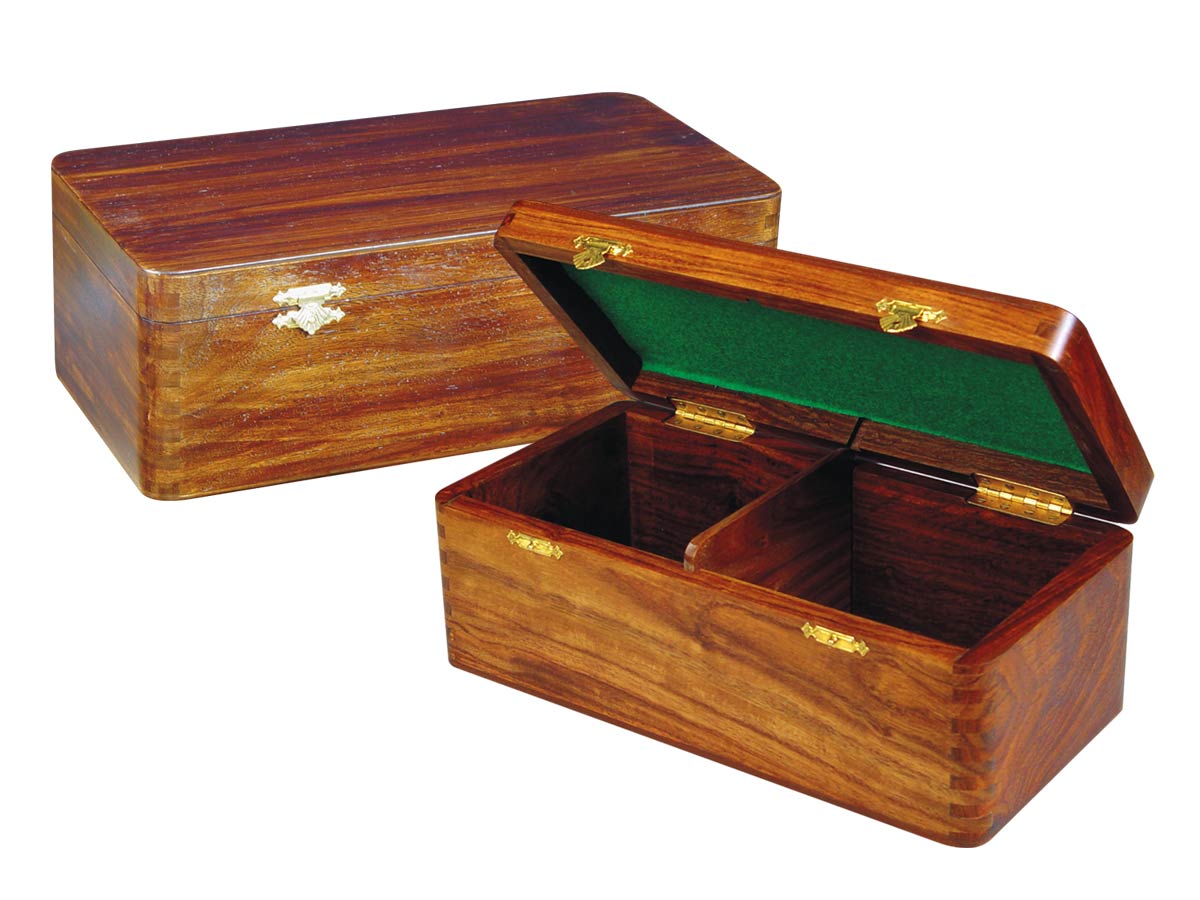 Wooden Chess Box for Storage of Pieces from King Size 3-1/2" to 3-3/4" in Walnut Color