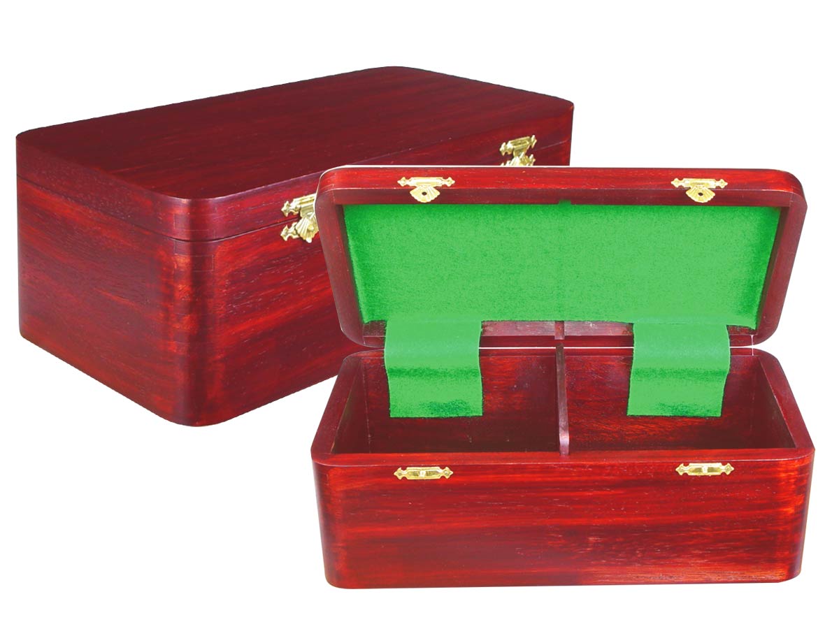 Wooden Chess Box for Storage of Pieces from King Size 4" to 4-1/2" in Mahogany Color