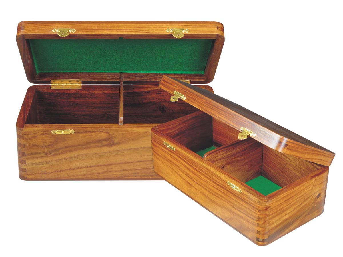 Wooden Chess Box for Storage of Pieces from King Size 4" to 4-1/2" in Golden Rosewood