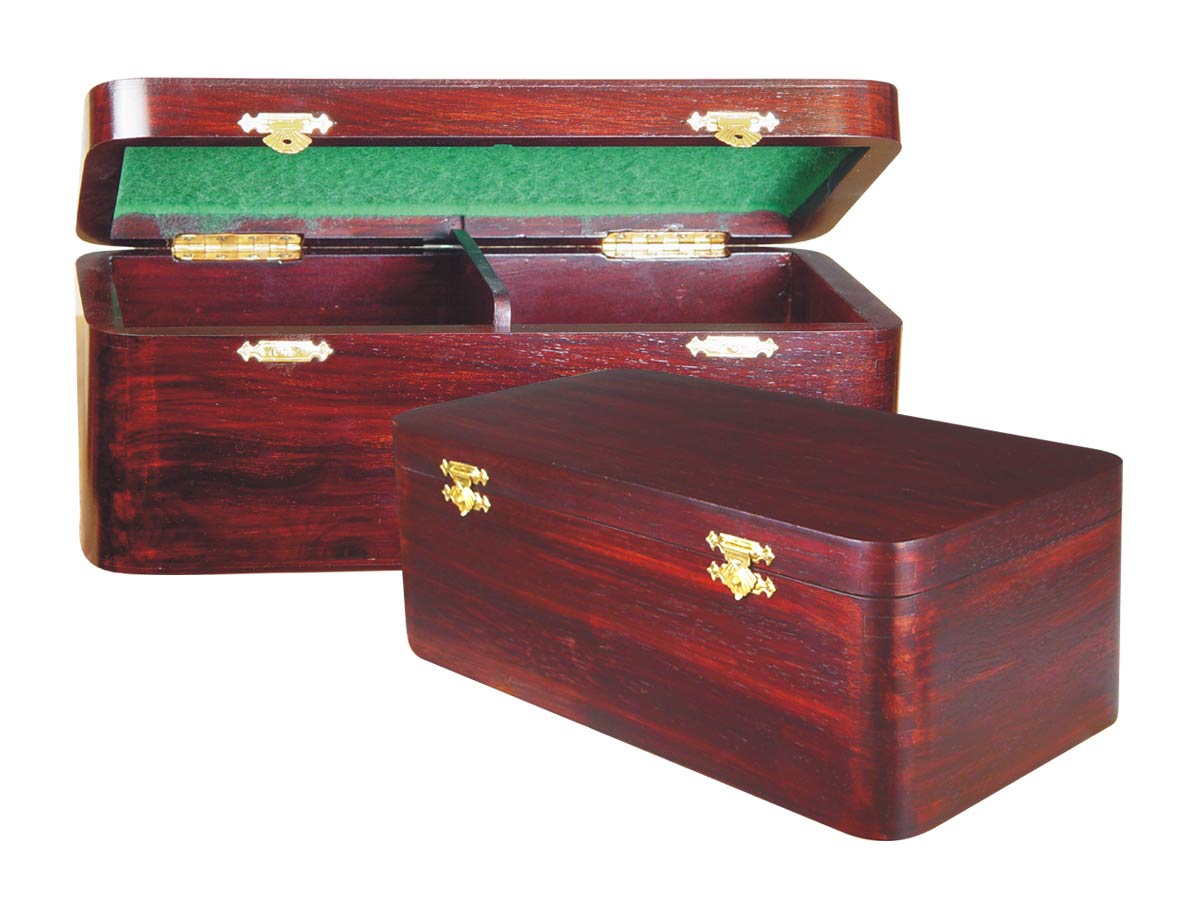 Wooden Chess Box for Storage of Pieces from King Size 3-1/2" to 3-3/4" in Rosewood Color