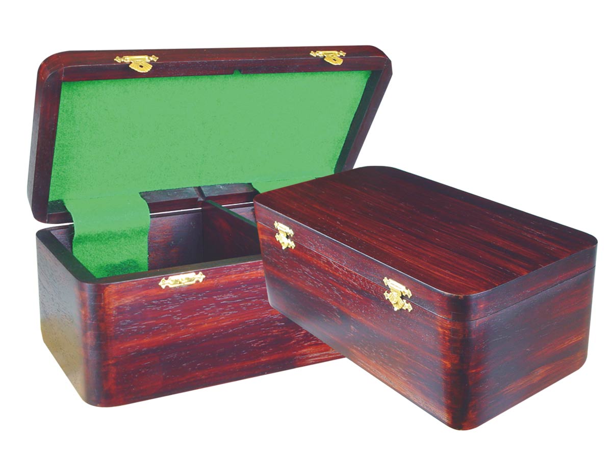 Wooden Chess Box for Storage of Pieces from King Size 4" to 4-1/2" in Rosewood Color