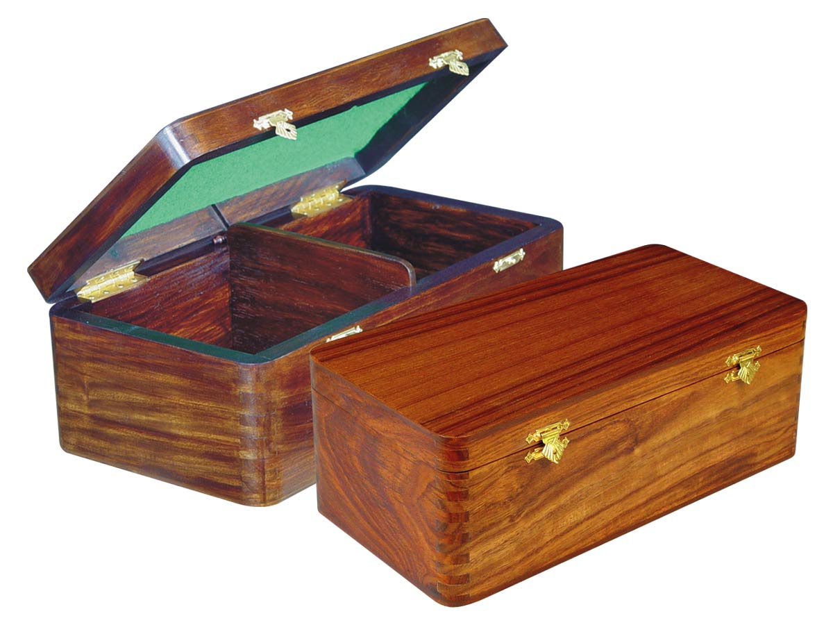 Wooden Chess Box for Storage of Pieces from King Size 4" to 4-1/2" in Walnut Color