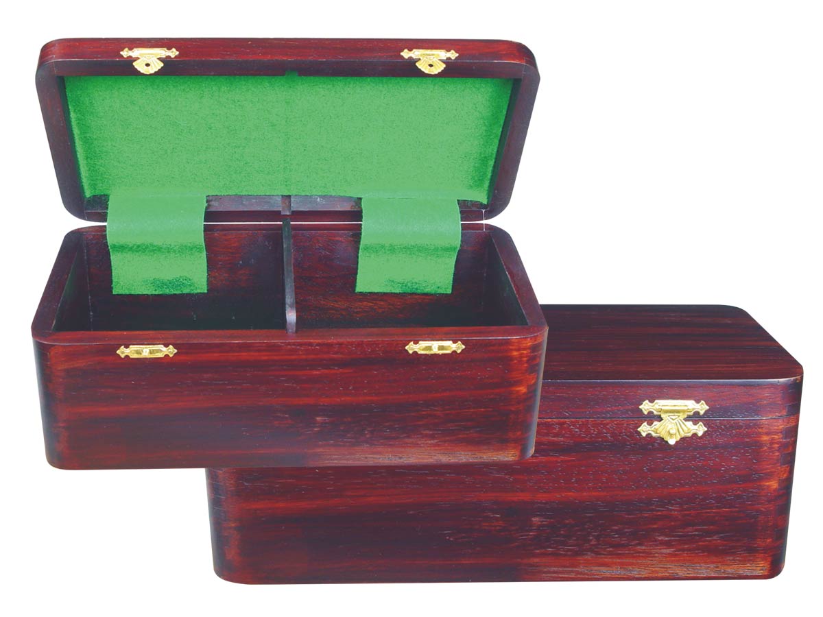 Wooden Chess Box for Storage of Pieces from King Size 3" to 3-1/2" in Rosewood Color