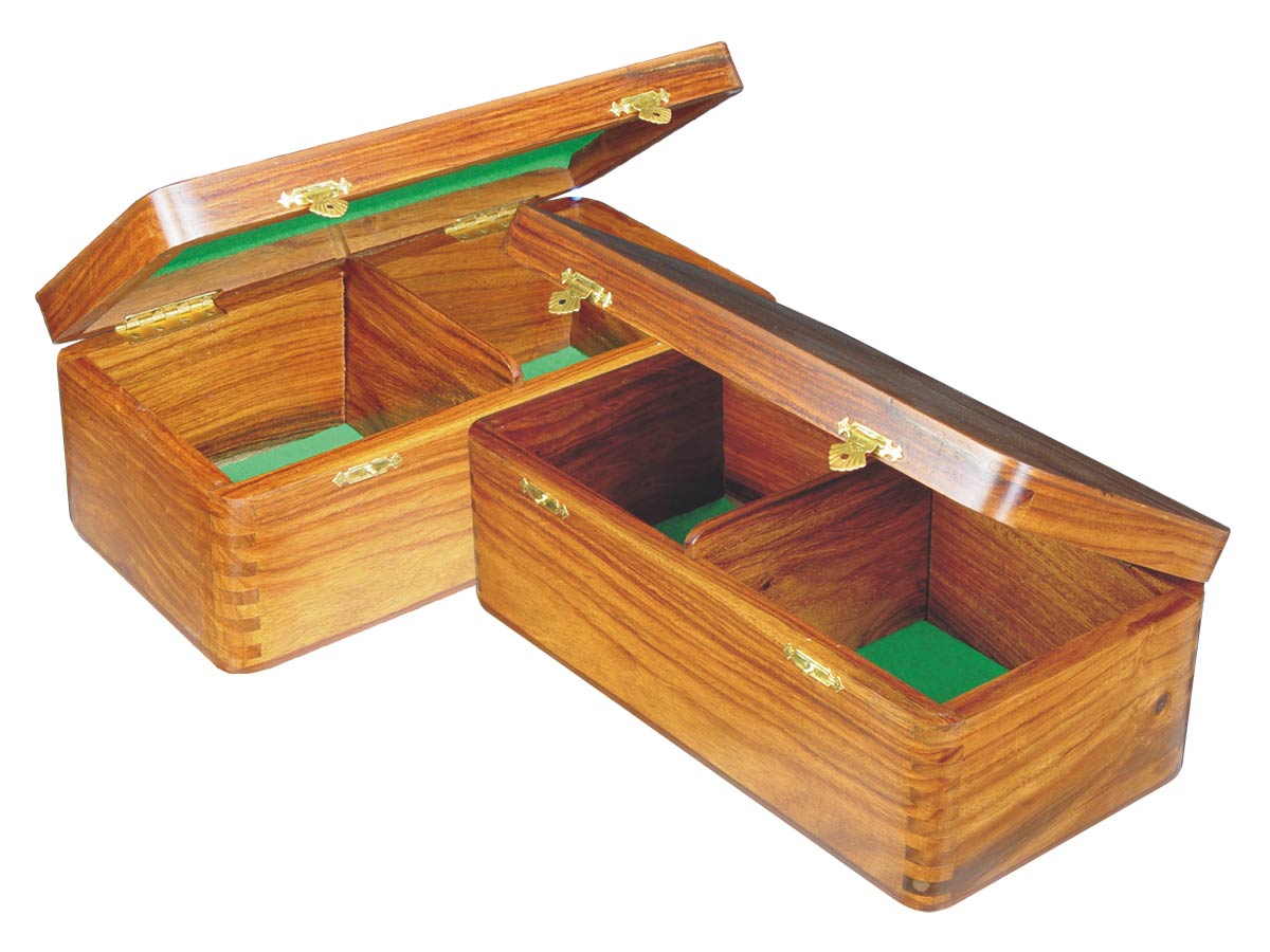 Wooden Chess Box for Storage of Pieces from King Size 3-1/2" to 3-3/4" in Golden Rosewood