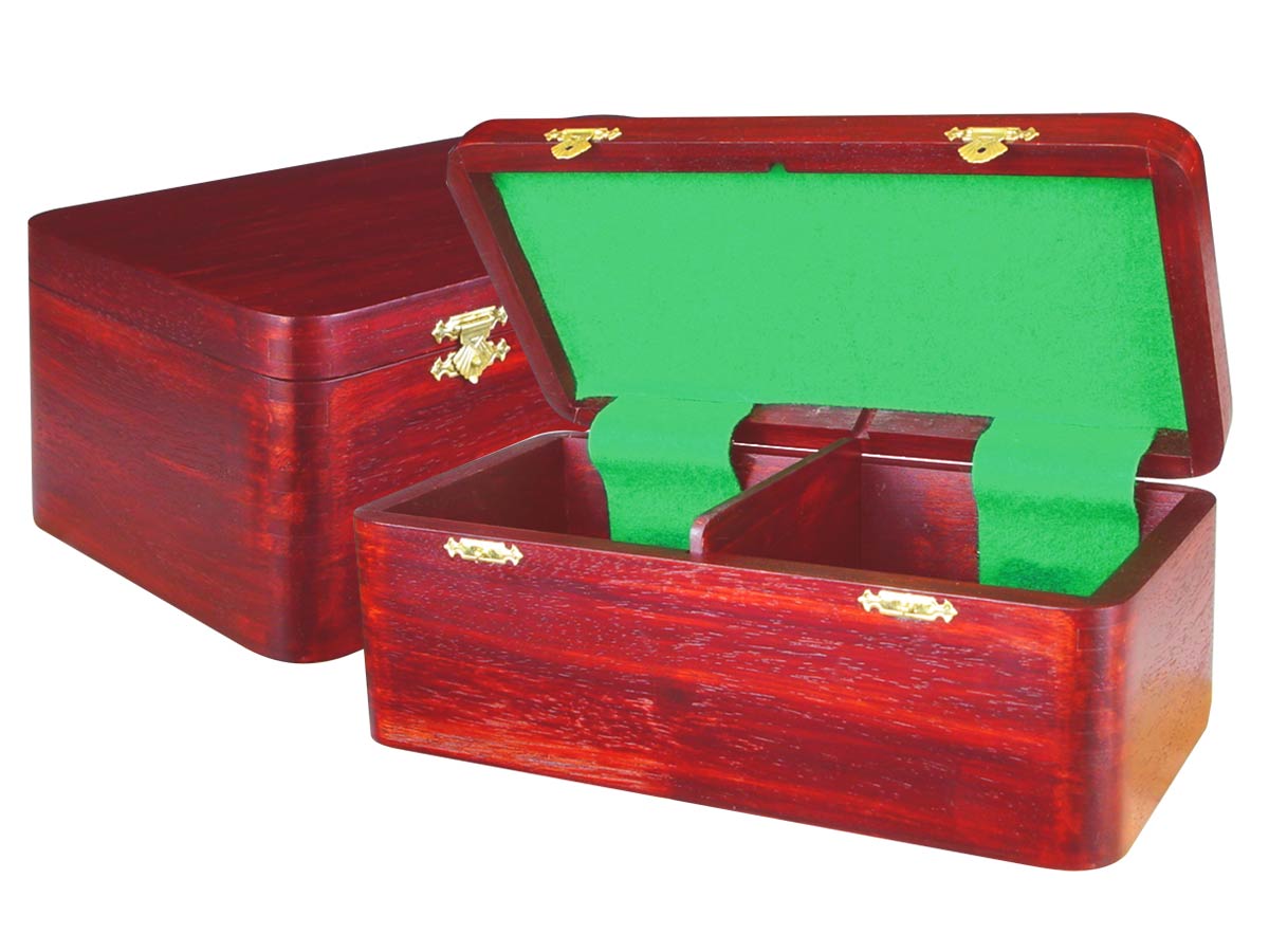Wooden Chess Box for Storage of Pieces from King Size 2-1/2" to 2-3/4" in Mahogany Color