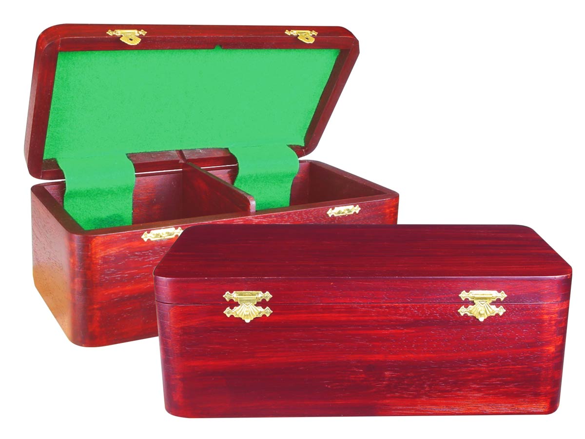 Wooden Chess Box for Storage of Pieces from King Size 3" to 3-1/2" in Mahogany Color