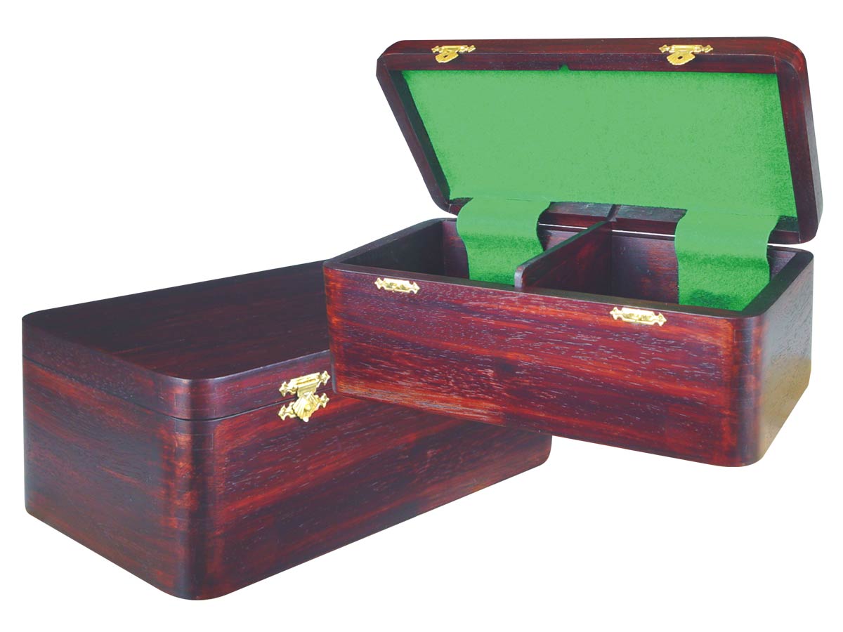 Wooden Chess Box for Storage of Pieces from King Size 2-1/2" to 2-3/4" in Rosewood Color