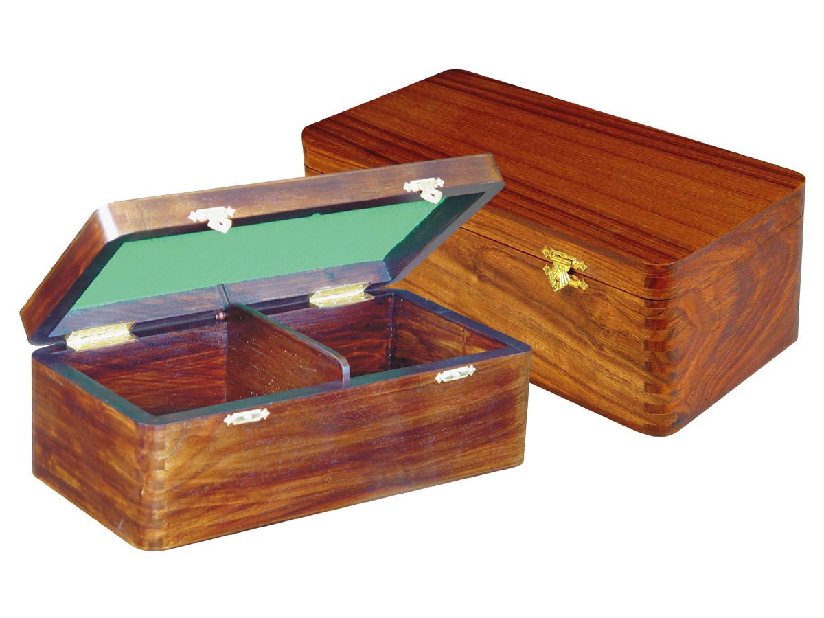 Wooden Chess Box for Storage of Pieces from King Size 3" to 3-1/2" in Walnut Color