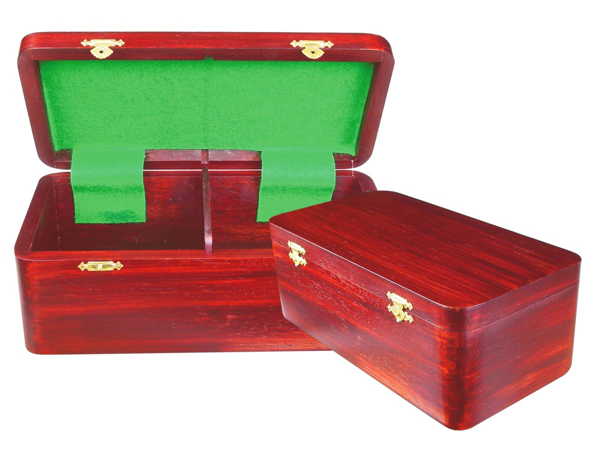 Wooden Chess Box for Storage of Pieces from King Size 3-1/2" to 3-3/4" in Mahogany Color
