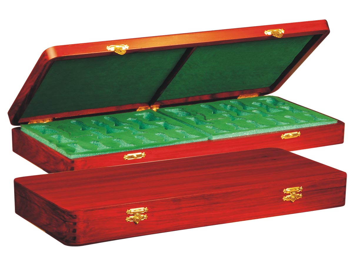 Wooden Presentation Box for Chess Pieces from King Size 3-3/4" to 4" Mahogany Colored