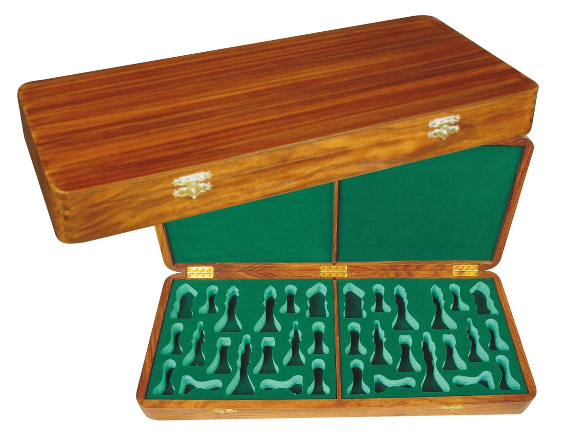 Wooden Presentation Box for Chess Pieces from King Size 3-3/4" to 4" Golden Rosewood