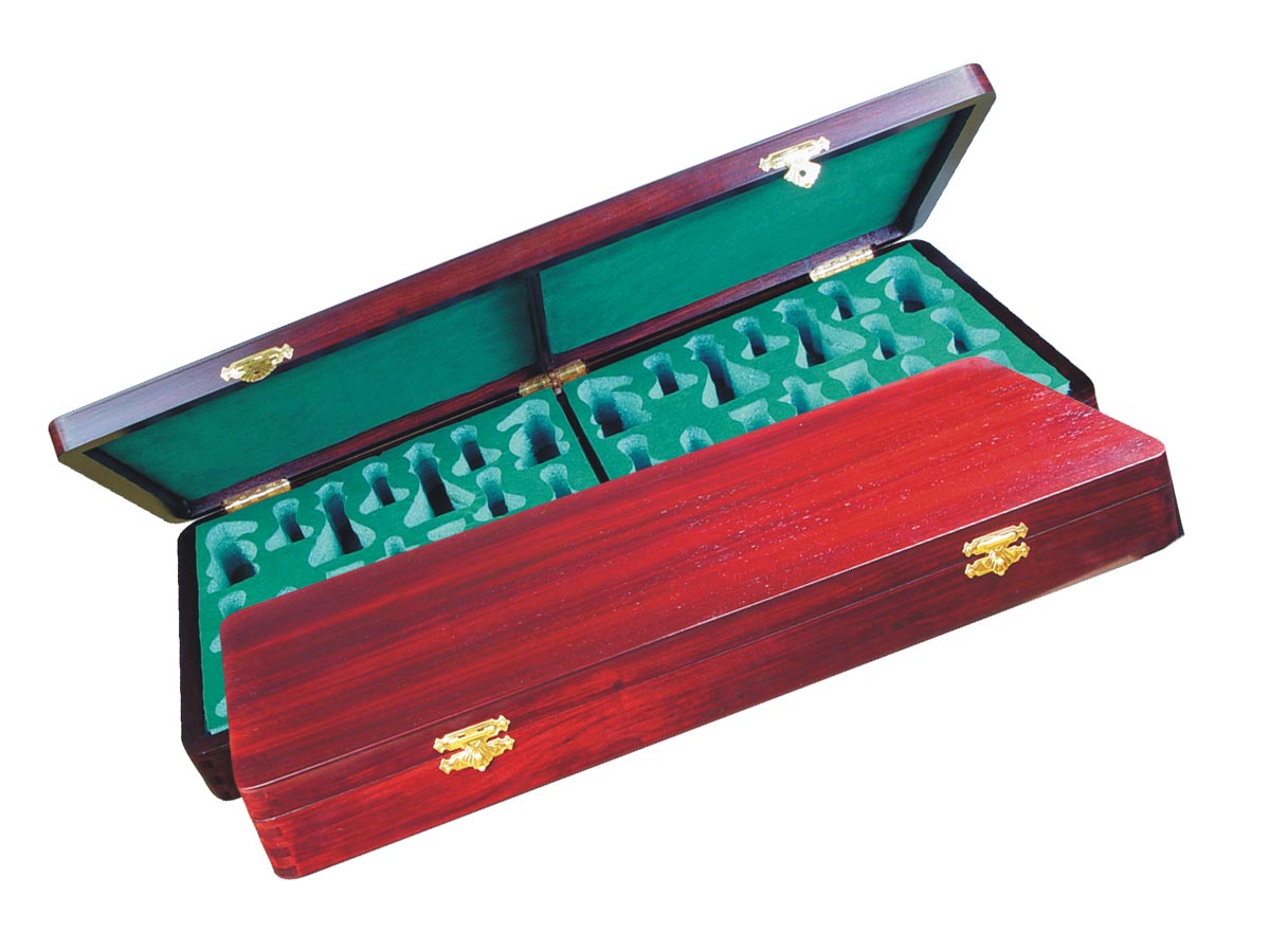 Wooden Presentation Box for Chess Pieces from King Size 4" to 4-1/2" Rosewood Colored