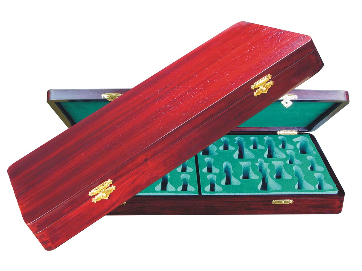 Wooden Presentation Box for Chess Pieces from King Size 3-3/4" to 4" Rosewood Colored