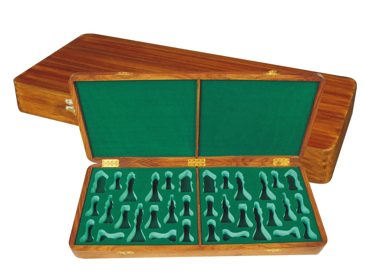 Wooden Presentation Box for Chess Pieces from King Size 4" to 4-1/2" Golden Rosewood