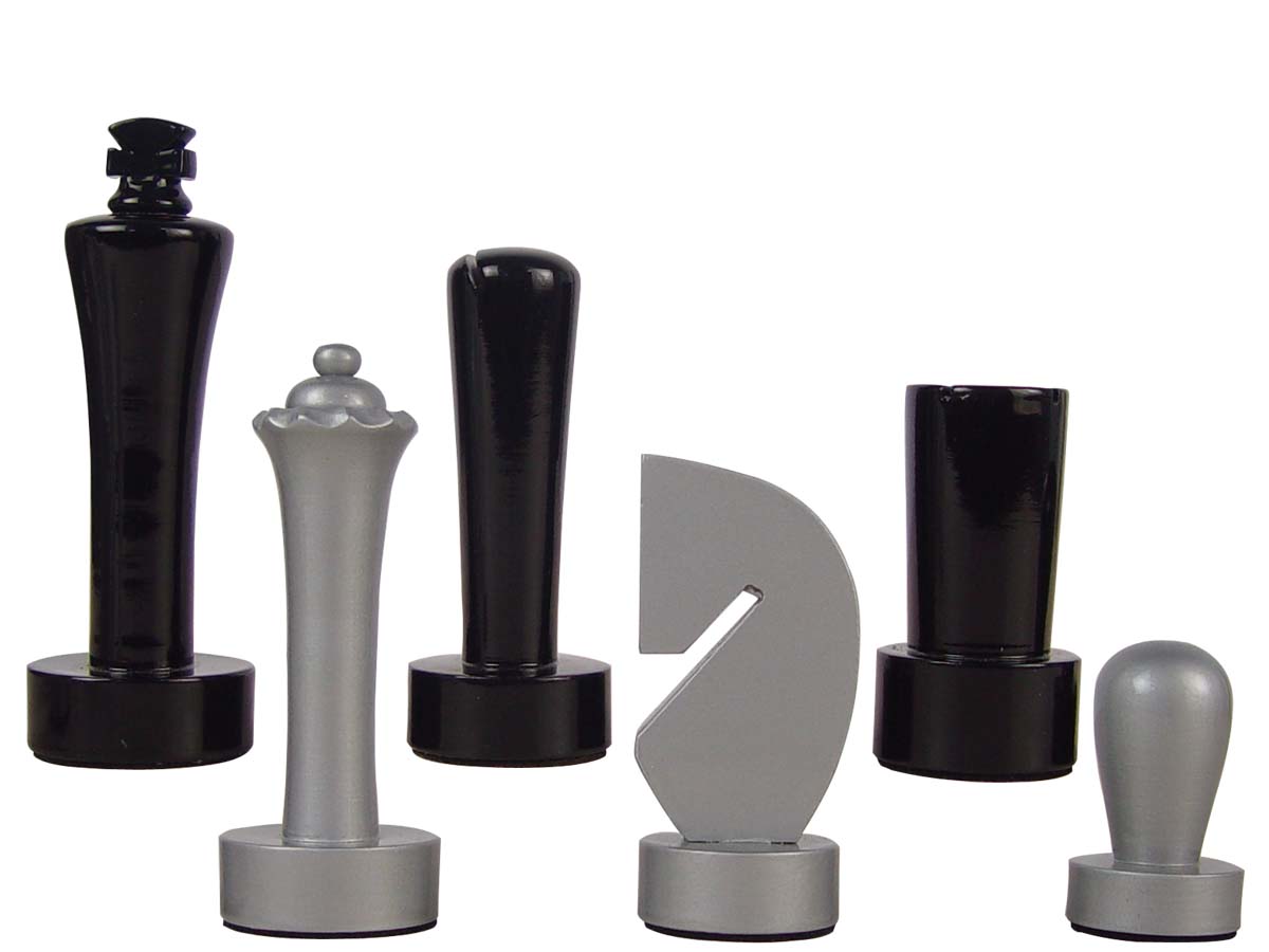 Artistic Berliner Wood Chess Set Pieces King Size 4" Silver/Black Colored