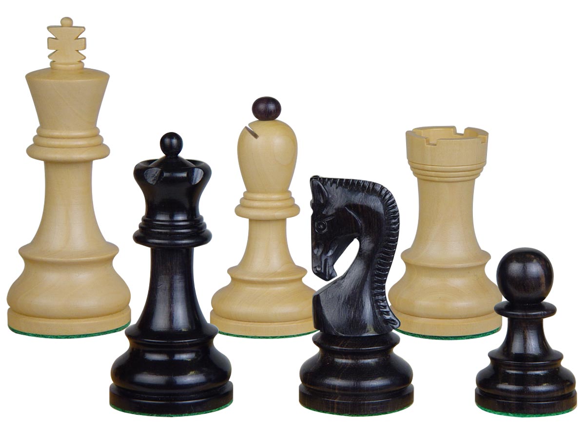 Yugo (Zagreb) Staunton Wooden Tournament Chess Pieces King Size 3-3/4" Ebony/Boxwood + 2 Extra Queens