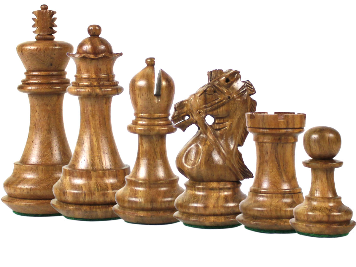 Bridle Knight Staunton Golden Rosewood Chess Pieces