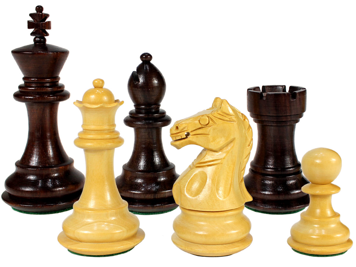 Fierce Knight Wooden Chess Pieces King Size 3" Rosewood/Boxwood