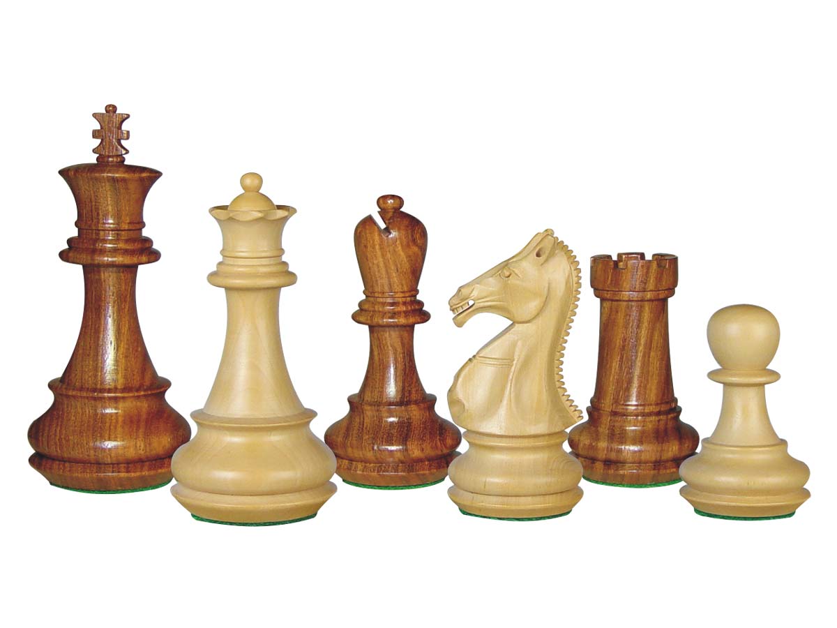 Golden Rose Wood Chess Set Pieces Royal King 4-1/4" + 2 Extra Queens