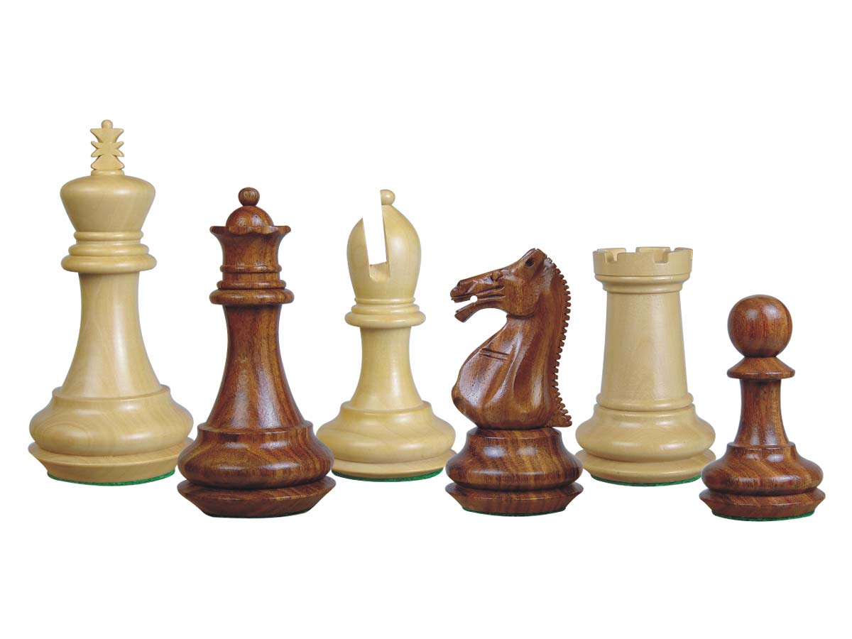 Emperor Staunton Wooden Chess Pieces Golden Rosewood/Boxwood 4"