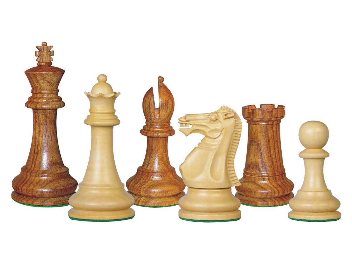 Tournament Chess Pieces Wooden Monarch Staunton Golden Rosewood/Boxwood 4"