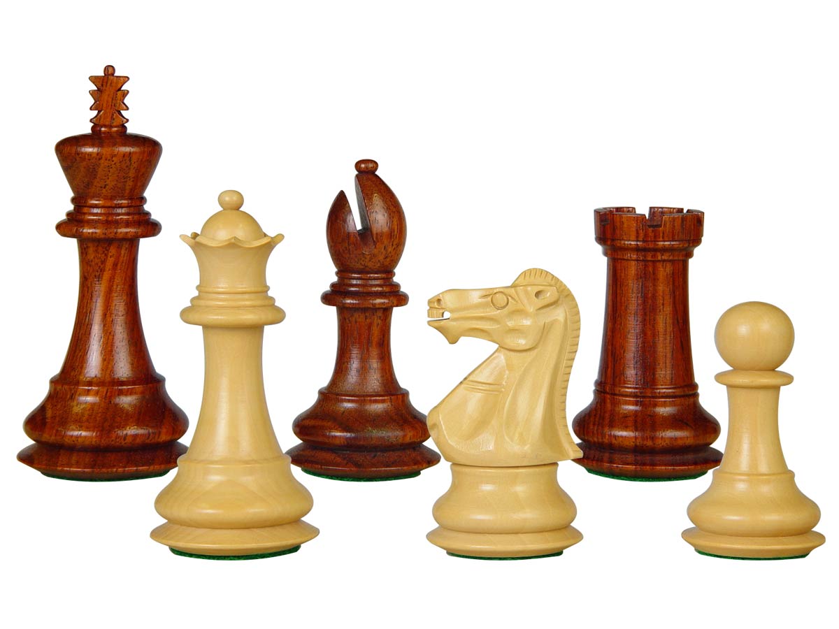 Wooden Tournament Chess Pieces Regal Staunton 3-3/4" Rosewood/Boxwood