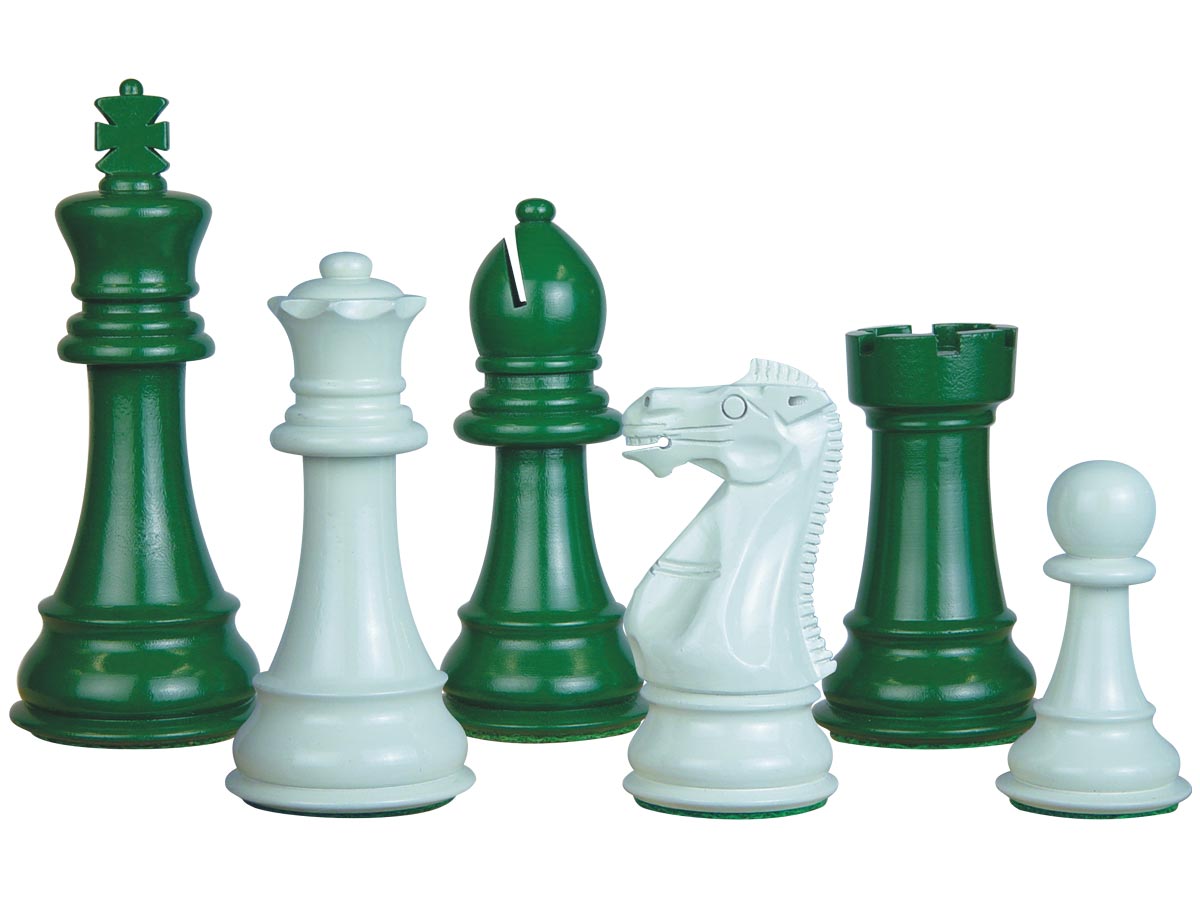 Perfect Tournament Chess Set Pieces Imperial Staunton Green/Ivory Lacquered 4"