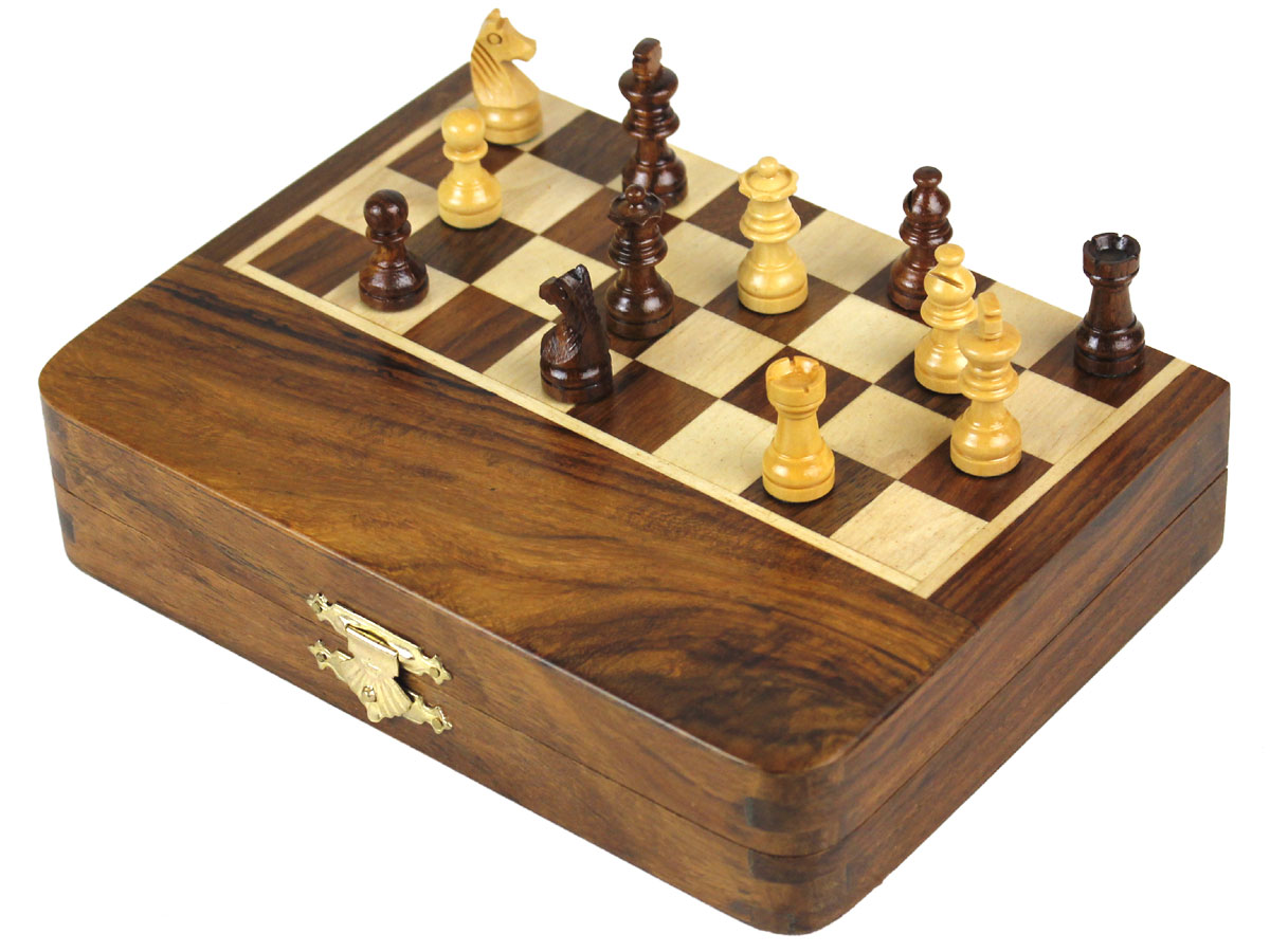 Folded Chess Box with Pieces on board