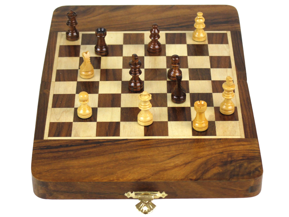 Front view of magnetic chess set