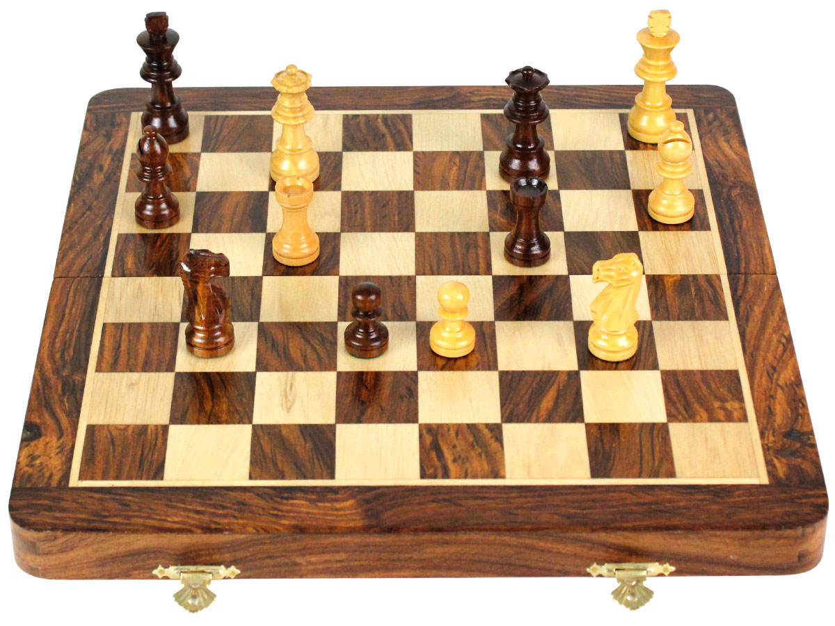 Fully open chess board layout with chess pieces