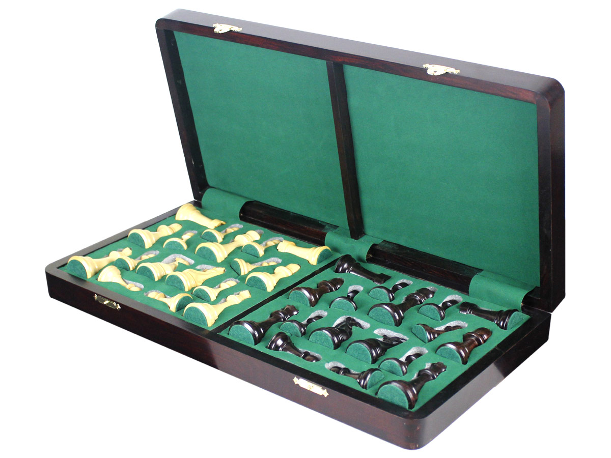 Inner view of chess board with EP Foam tray and pieces inside