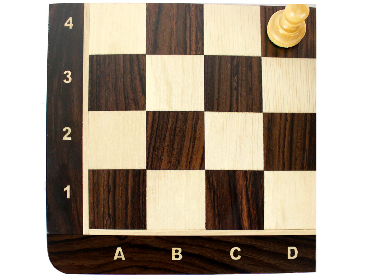 Close up view of chess board with inlaid algebraic notations