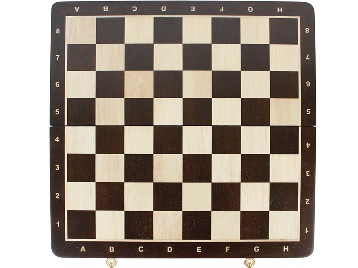 Top view of chess board with inlaid algebraic notations