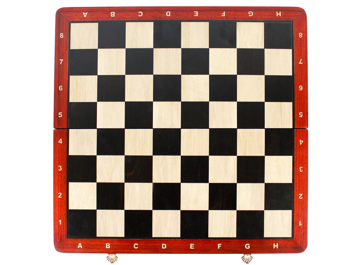 Top view of chess board with inlaid algebraic notations