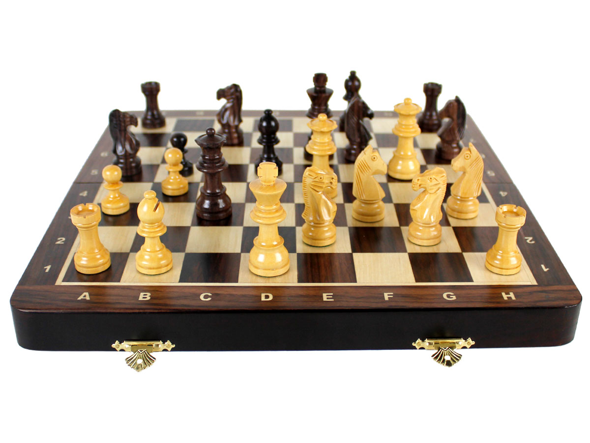 Inlaid Rosewood / Maple Chess Board with Notations - Full Layout