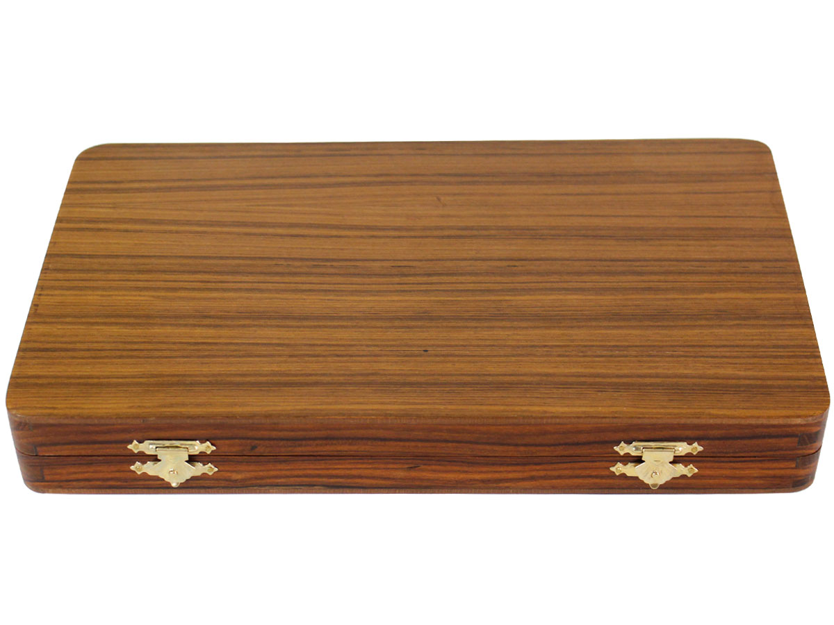 Closed backgammon box with teak top