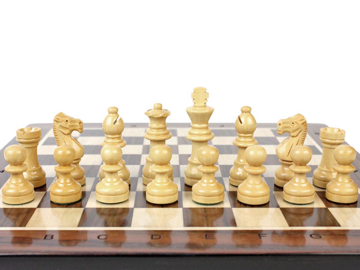 French Staunton Boxwood Chess Pieces on Chess Board