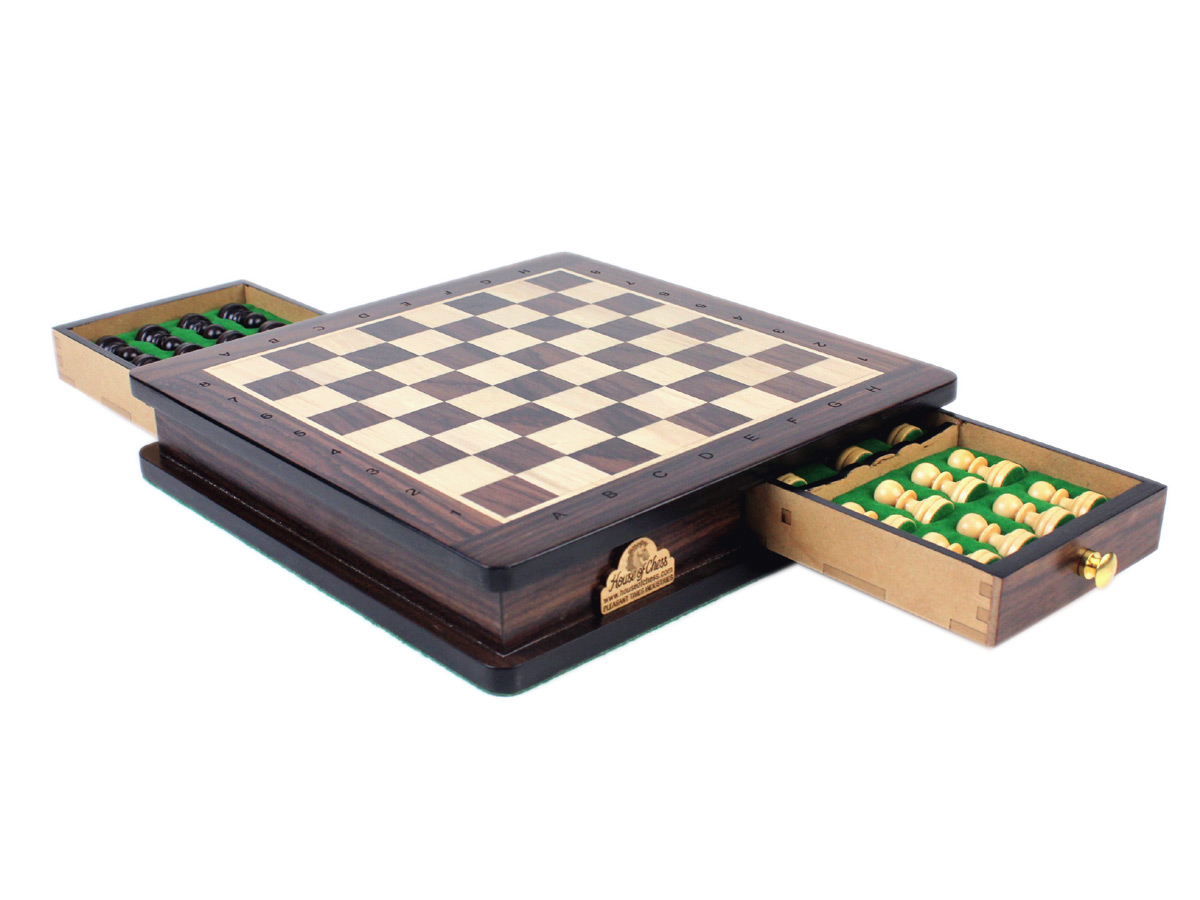 French Staunton Chess Pieces Stored into Separate Pull out Drawers