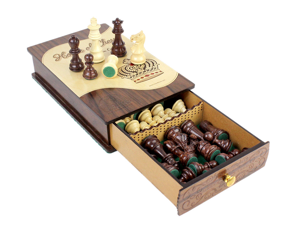 Heirloom Collection Chess Box with Galaxy Staunton Heirloom Collection Chess Pieces