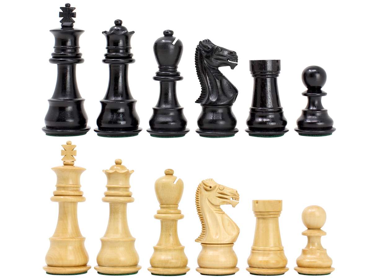 Ebonized / Boxwood Galaxy Staunton Wooden Chess Set Pieces King Height 3.5" - Triple Weighted