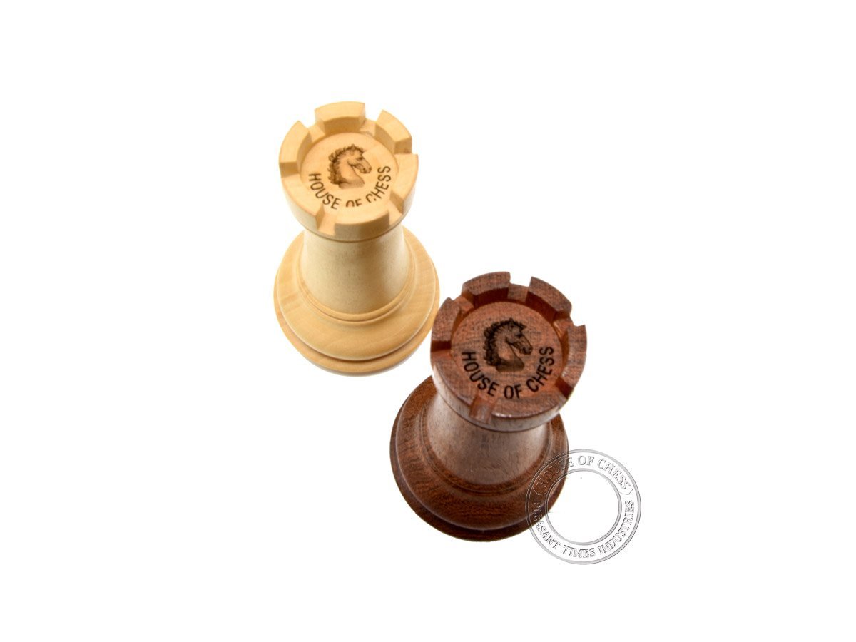 Rio Staunton Ringy Rosewood and Boxwood Rooks with engraved logo on top