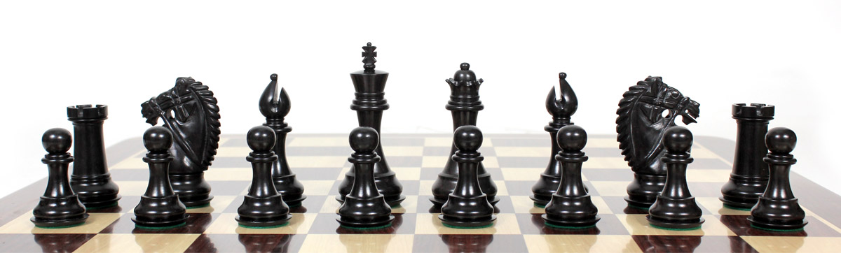 All chess pieces are triple weighted. Total weight of the chess pieces is 3.256 lbs (1477 grams)