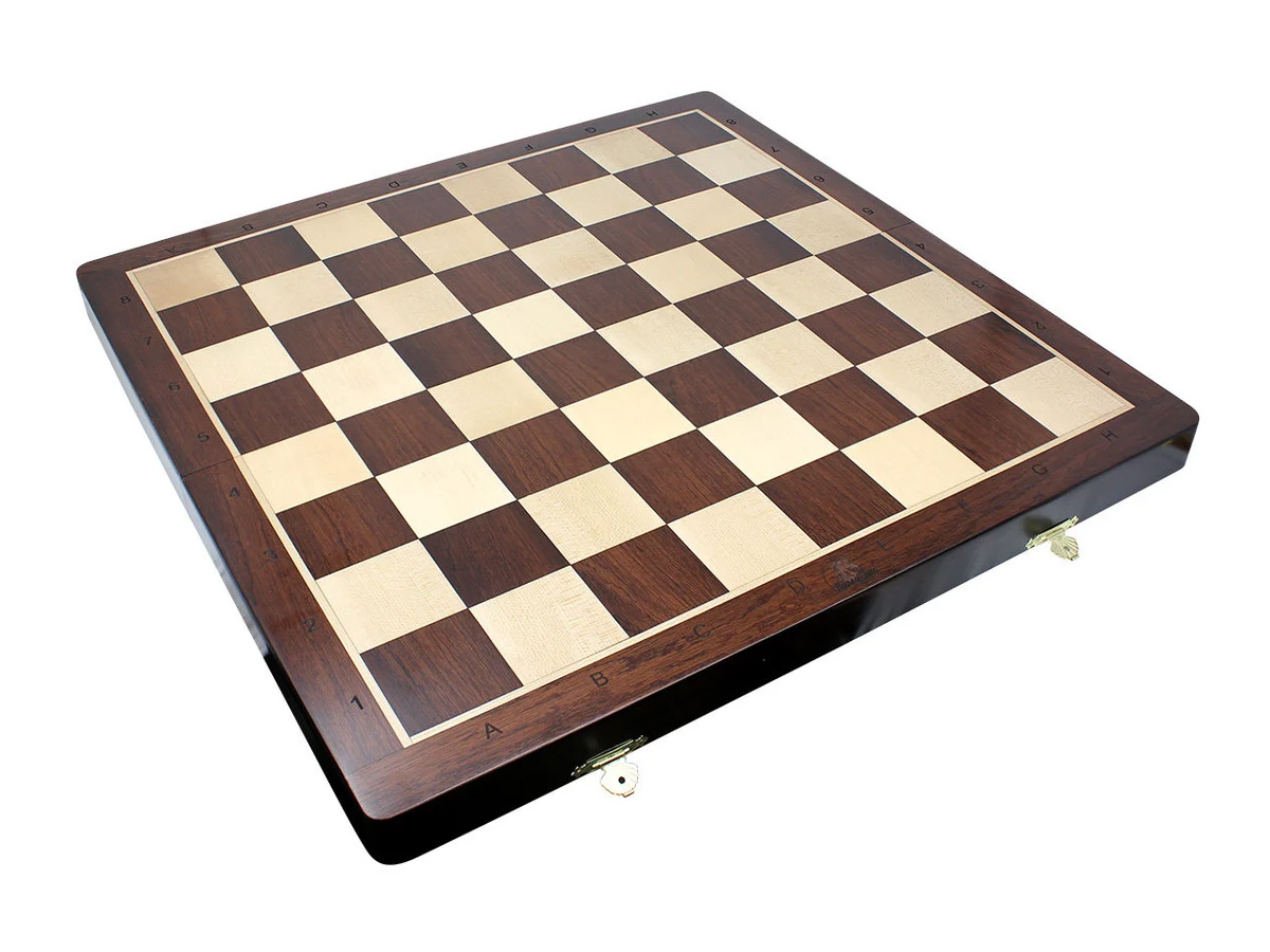 21" Folding Chess Board in Ringy Rosewood with Engraved Algebraic Notations - Square Size 2.25 inch
