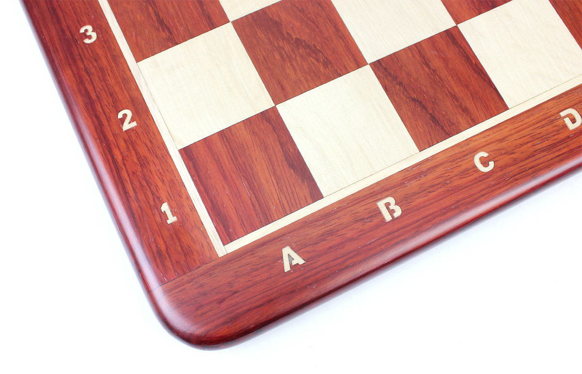 All the 4 sides and corners of this Bud Rosewood Chess Boards have rounded edges