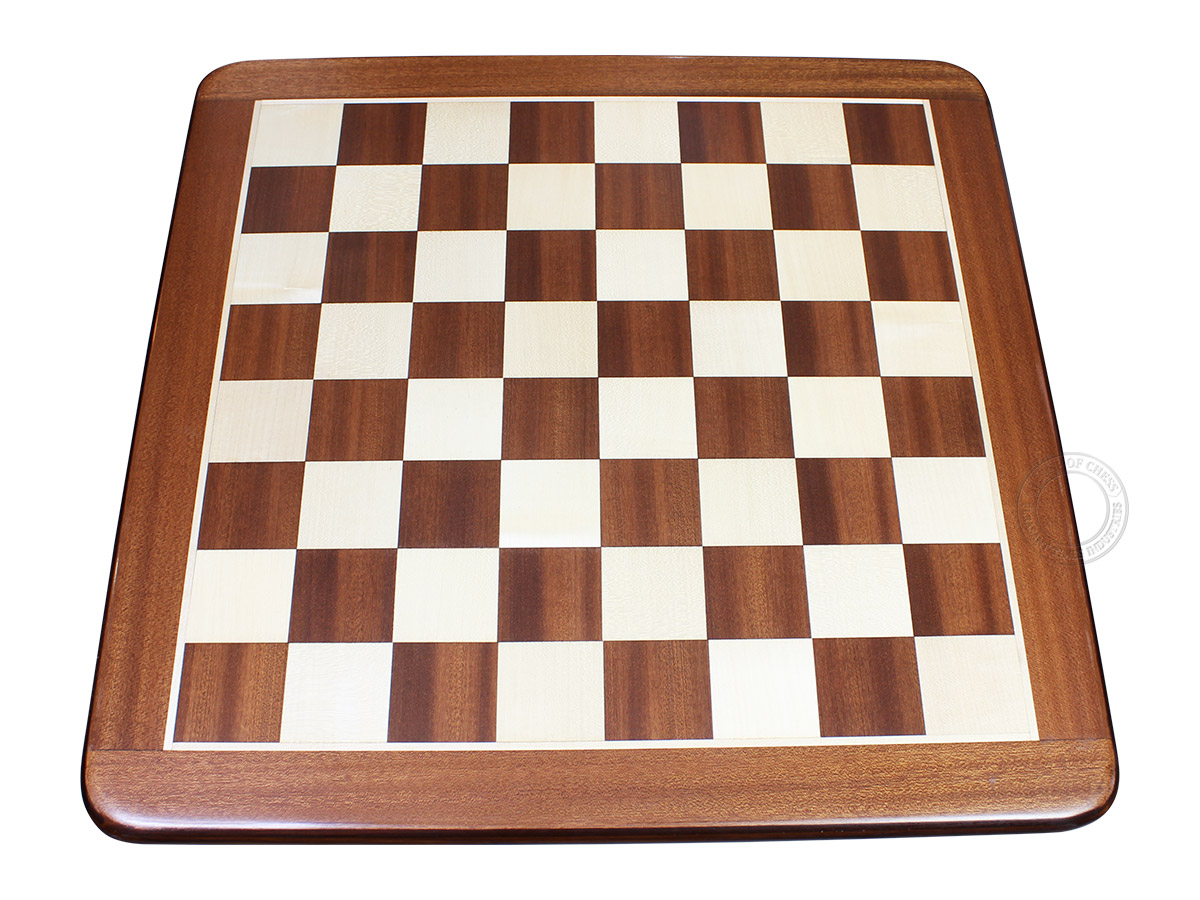 Flat Wooden Chess Board Sapele Wood 22" - Square Size - 2.25" (57mm) - Rounded Corners
