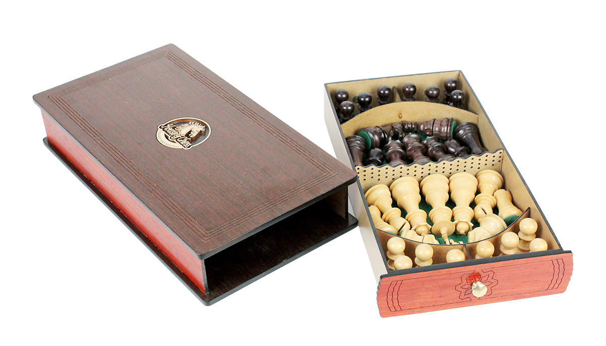 Two separate sections to store the dark and light chess pieces.