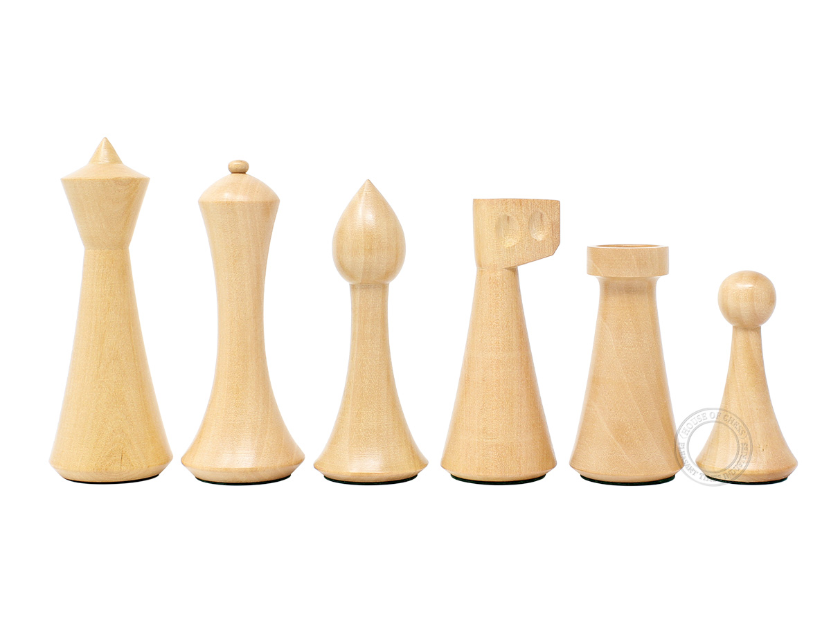 House of Chess Reproduced Abstract Design 3.75" Boxwood Chess Pieces