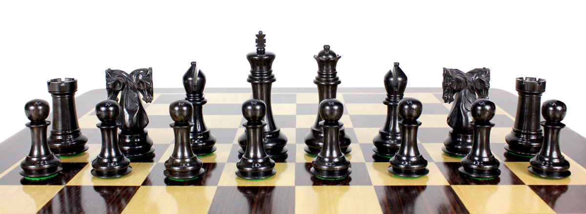 All chess pieces are triple weighted. Total weight of the chess set is 6.503 lbs (2950 grams)