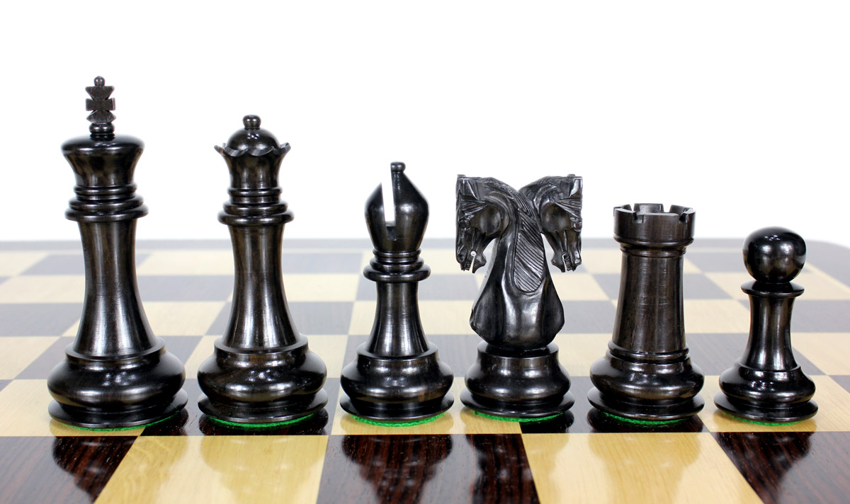 Beautiful Ebony wood chess pieces.